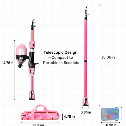 Kids Fishing Pole Set - Telescopic Rod & Spincast Reel Kit LJGDeals
