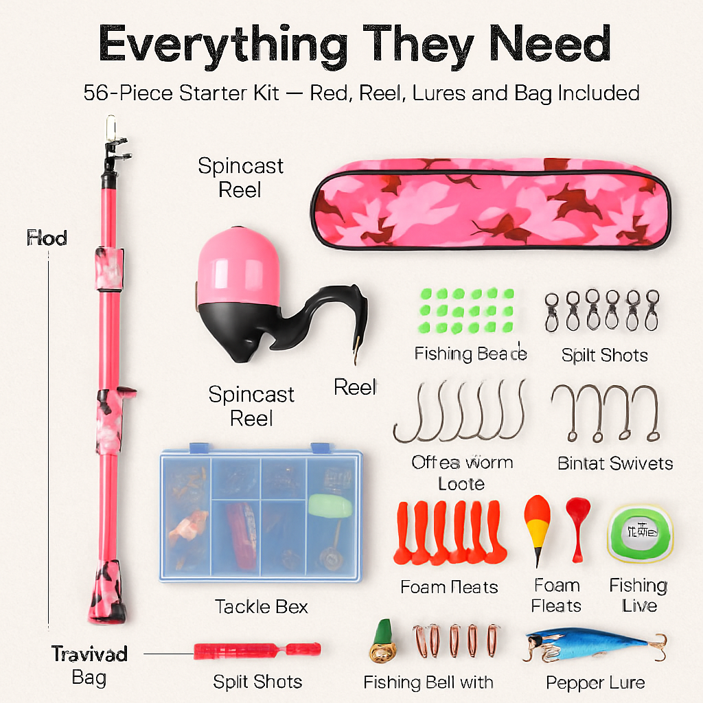 Kids Fishing Pole Set - Telescopic Rod & Spincast Reel Kit LJGDeals