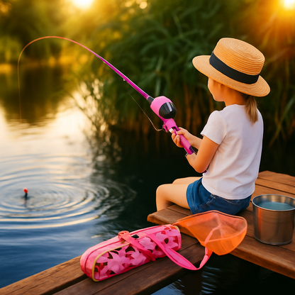 Kids Fishing Pole Set - Telescopic Rod & Spincast Reel Kit LJGDeals
