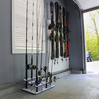 Made in the USA Fishing Rod Rack | 12 Pole Waterproof Wash-down | Dock, Garage, Boat, Storage TRAPSKI