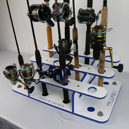 Made in the USA Fishing Rod Rack | 12 Pole Waterproof Wash-down | Dock, Garage, Boat, Storage TRAPSKI