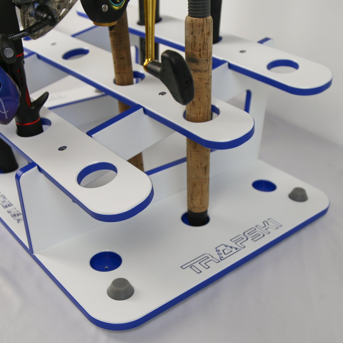 Made in the USA Fishing Rod Rack | 12 Pole Waterproof Wash-down | Dock, Garage, Boat, Storage TRAPSKI