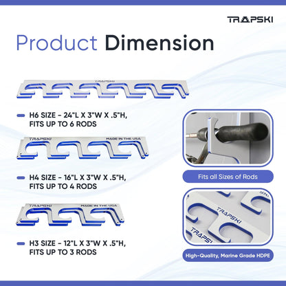 Made in the USA Premium Fishing Rod Racks | Wall or Ceiling or Boat Mounted TRAPSKI