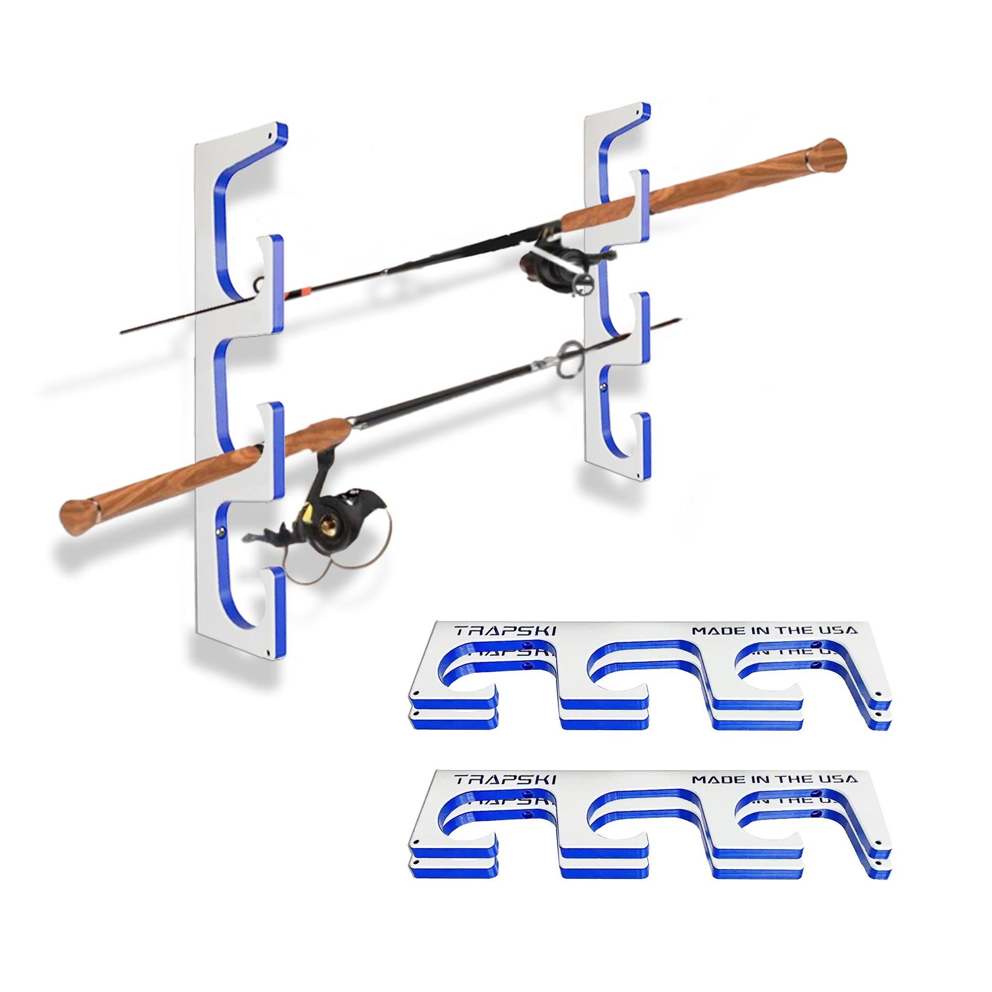 Made in the USA Premium Fishing Rod Racks | Wall or Ceiling or Boat Mounted TRAPSKI