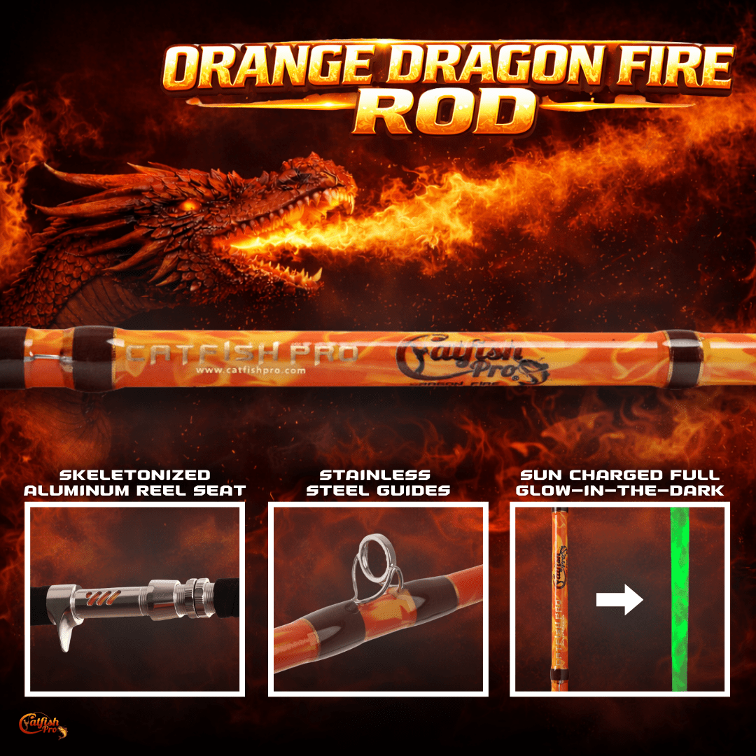Orange Dragon Fire Casting Glow Rod Catfish Pro