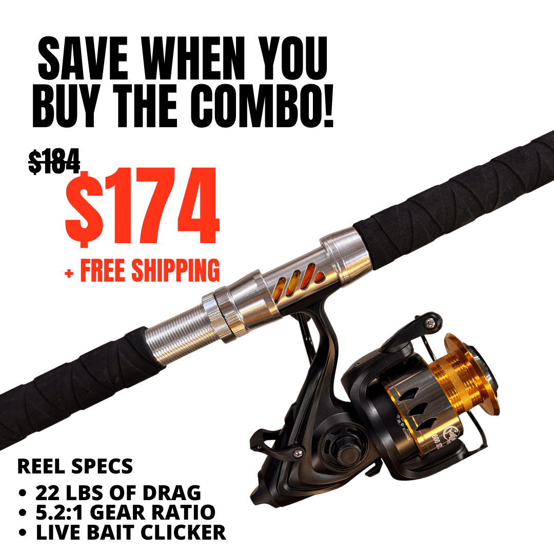 Orange Dragon Fire Spinning Glow Rod Catfish Pro