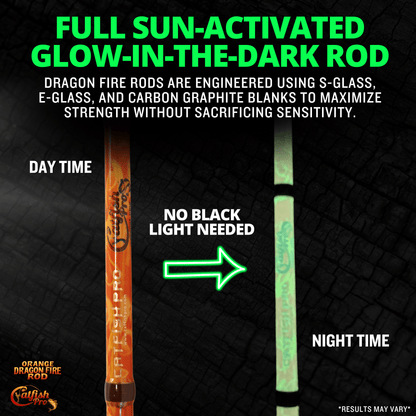 Orange Dragon Fire Casting Glow Rod Catfish Pro