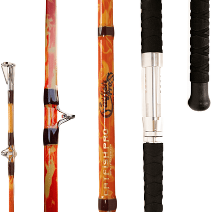 Orange Dragon Fire Spinning Glow Rod Catfish Pro