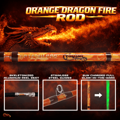 Orange Dragon Fire Spinning Glow Rod Catfish Pro