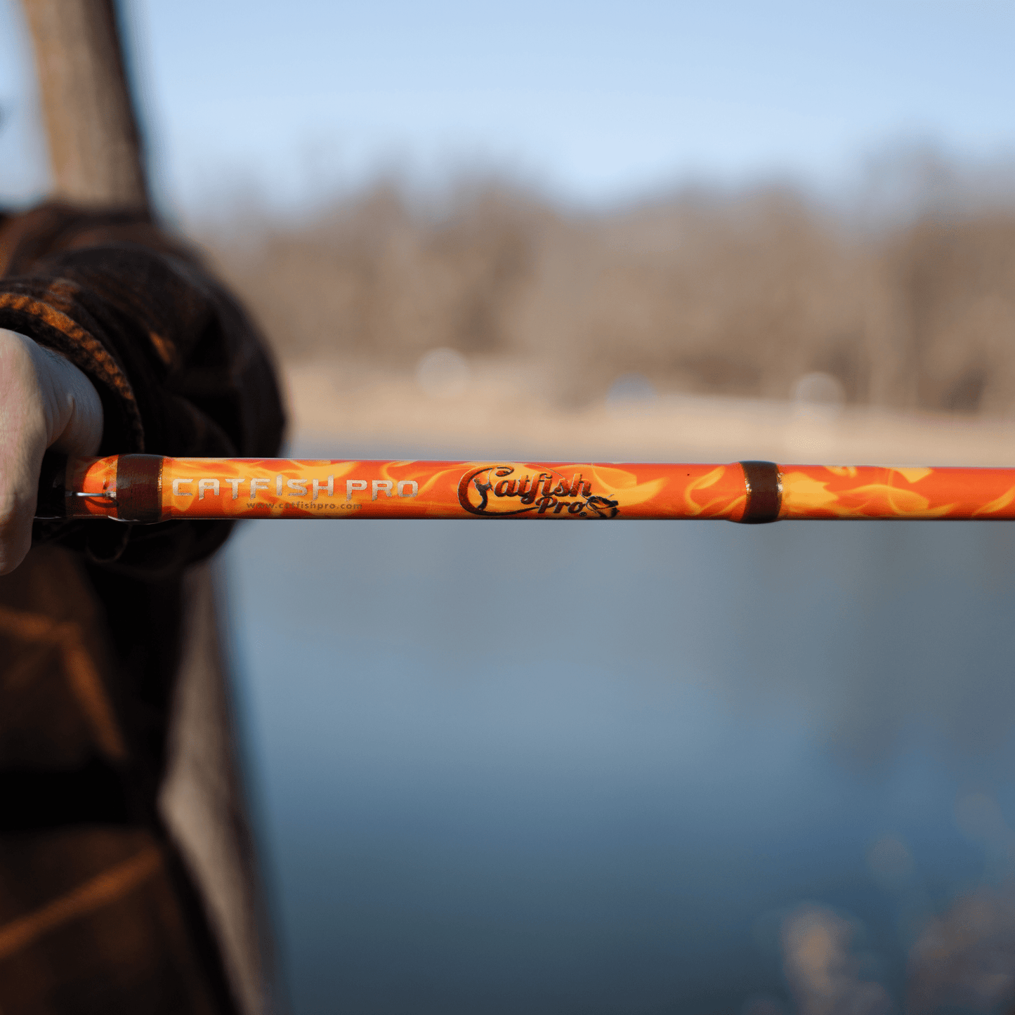 Orange Dragon Fire Spinning Glow Rod Catfish Pro