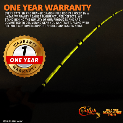 Orange Dragon Fire Spinning Glow Rod Catfish Pro