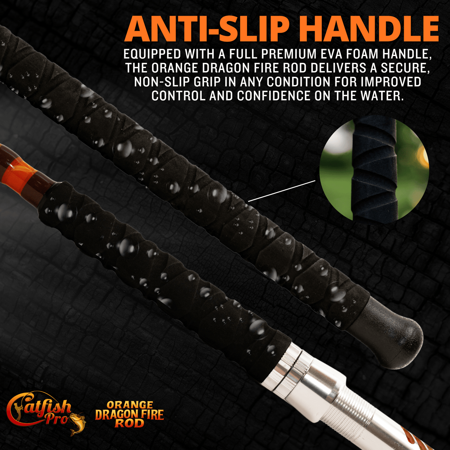 Orange Dragon Fire Spinning Glow Rod Catfish Pro