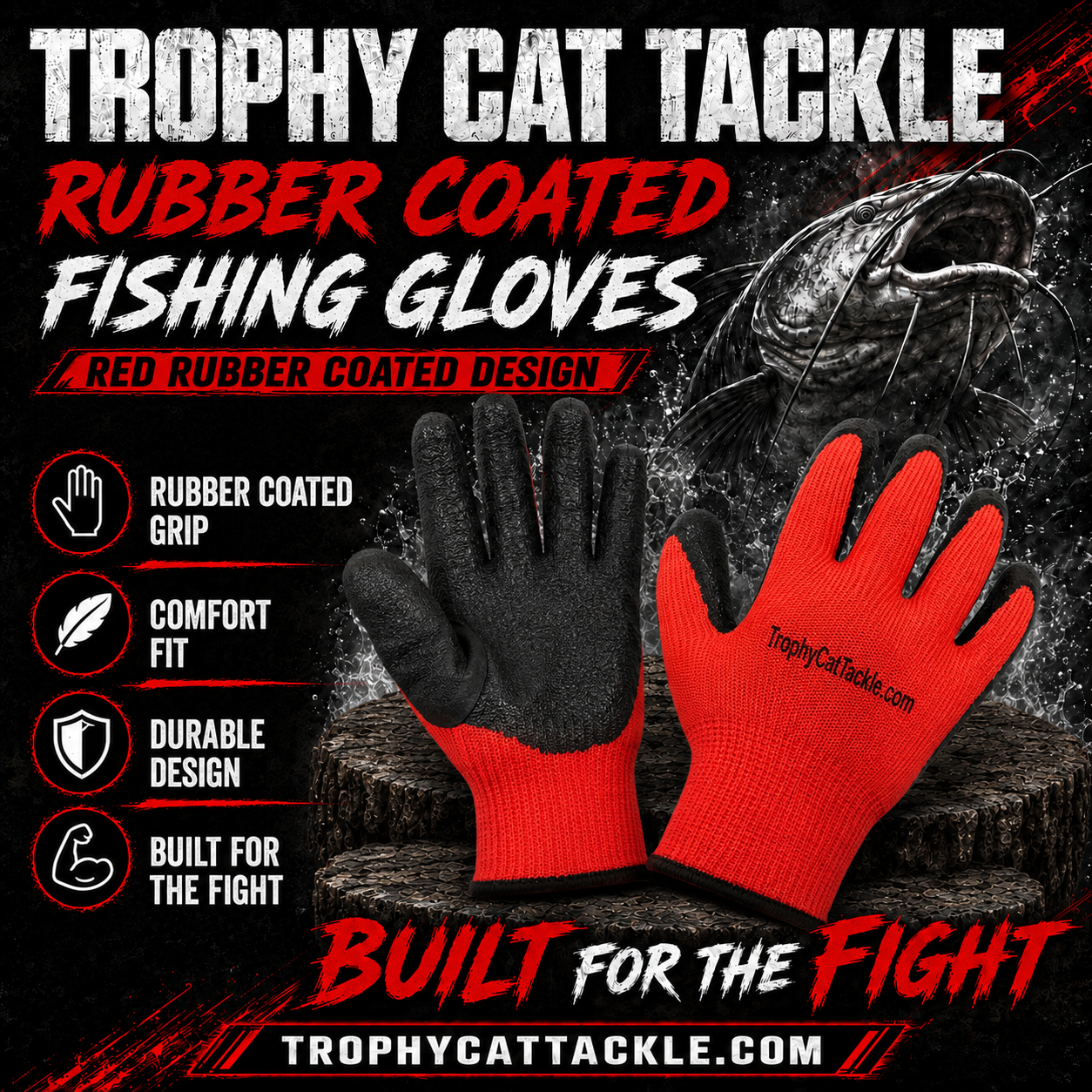 Trophy Cat Tackle Rubber Coated Gloves